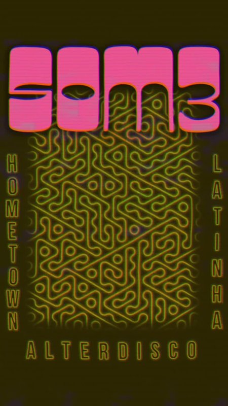 Animated SOMA artwork in pink and olive for Latinha, Hometown and Alterdisco